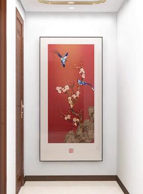 喜气盈门玄关装饰画新中式入户正对门喜上眉梢喜鹊寓意好过道挂画