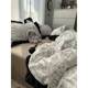 Simple black and white Hepburn style sketch rabbit lace washing cotton four-piece set bed sheet student dormitory three-piece set bed cover
