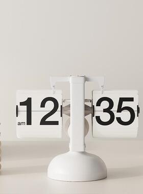 机YB-QS073贝子高档不锈钢自动翻页械艺时钟日历钟字座钟桌面轻奢