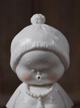 正品创意中式手厅工陶瓷人物和尚桌摆件面小客书房小办公室装饰品