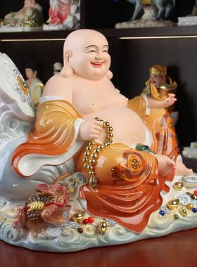 笑佛像大肚佛如意弥勒佛像招财家用供奉客厅树脂彷陶瓷汉白玉摆件