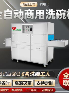 荣盛商用洗碗机工厂学校幼儿园酒店刷碗机厂家洗杯履带式