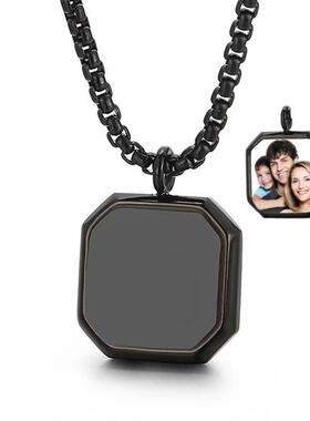 跨境热显像变色照片个性化定 制不锈钢项链男女纪念品圣诞节礼物