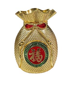 古玩收藏铜器福袋存钱罐摆件铜存钱袋储蓄罐聚宝盆家用摆设