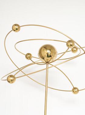 现代轻奢家居金属球不锈钢天体行星样板房桌面玄关入户柜装饰摆件