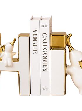 创意大象书档摆件轻奢高档客厅斗柜电视柜酒柜玄关书柜书立装饰品