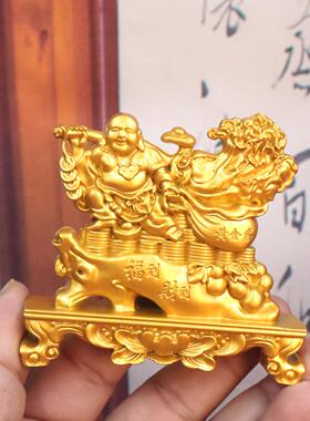 沙金招财百福弥勒佛摆件白菜聚财钱币元宝开业桌面玄关装饰工艺品
