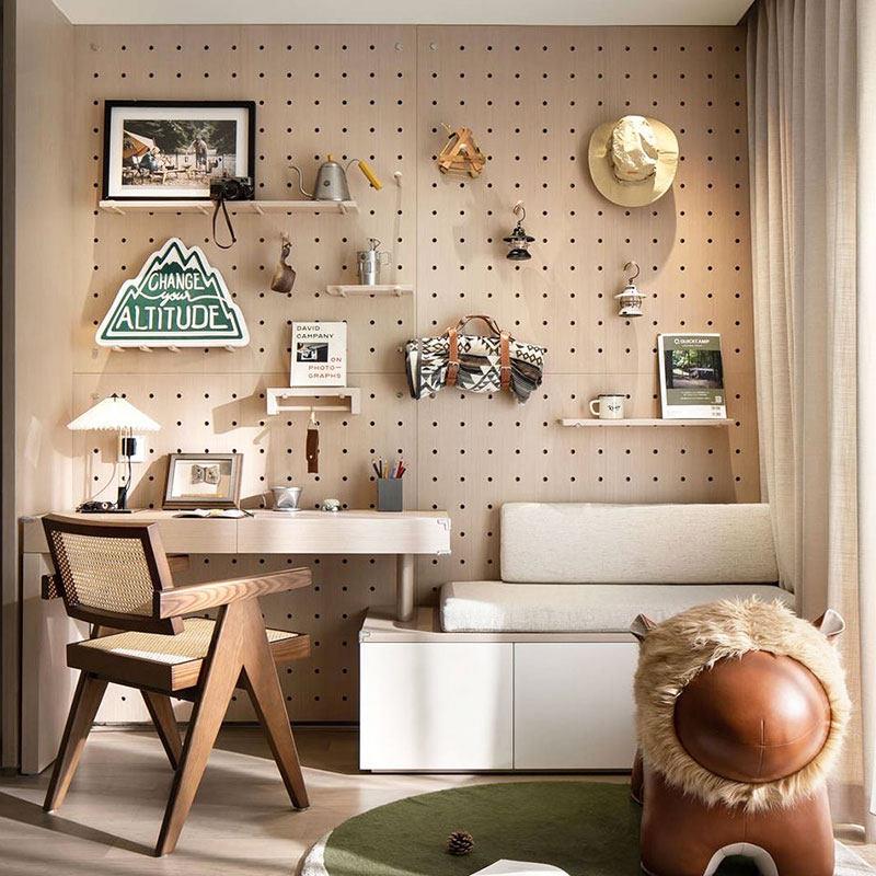 Solid wood hole board custom-made wooden European wall decoration desk storage into the entrance hall full-length mirror decorative storage rack