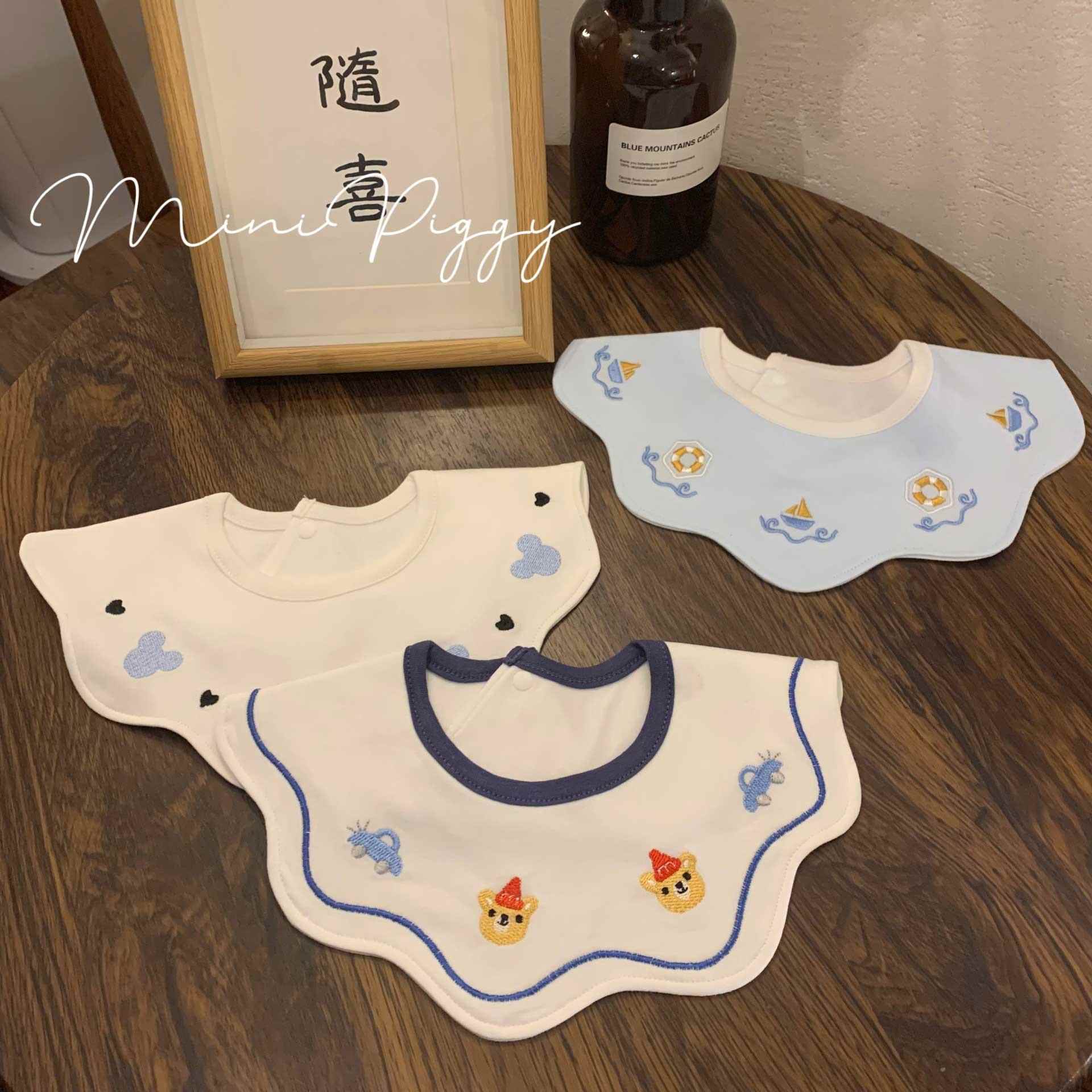 Slobber baby Korean style pure cotton children's waterproof bib newborn baby boy removable bib autumn and winter 0-2 years old