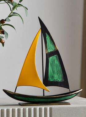 德国复古一帆风顺帆船模型摆件客厅电视柜酒柜办公室桌轻奢装饰品