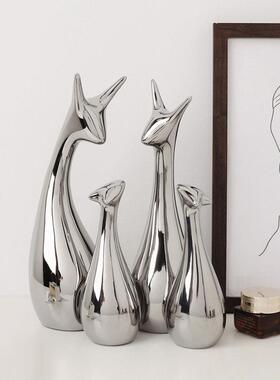 贝汉美轻奢创意家居客厅镀银陶瓷摆饰电视柜桌面酒柜装饰品小摆设