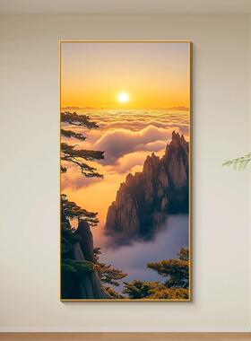 旭日东升入户玄关装饰画日出东方走廊过道正对门挂画客厅卧室壁画
