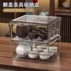 Tea set storage box with lid dustproof transparent tea table table top tea tea cup sorting storage Kung Fu teapot storage