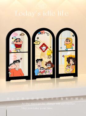 蜡笔小新桌面屏风摆件卡通可爱装饰品客厅餐柜摆台画可折叠送礼