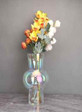 欧式玻璃大肚花器摆件样板房售楼部书房客厅餐厅玄关花瓶软装饰品