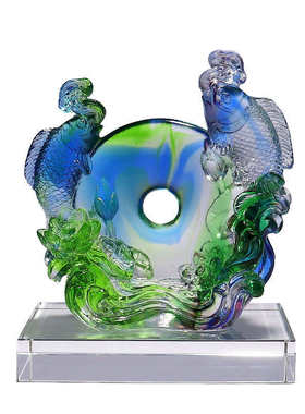 淄博琉璃鱼摆件公司开业实用大气家居饰品工艺品乔迁客厅办公室