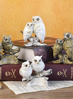 客厅摆件高端大气上档次2025新美式猫头鹰树脂工艺品创意家居装饰