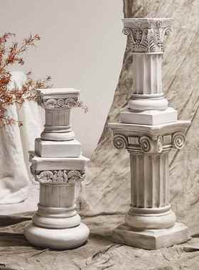 欧式复古罗马柱摆件展示台底座怀旧模型雕塑花园装饰婚庆拍摄道具