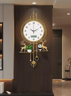 创意挂钟客厅2025新款简约大气轻奢高级感钟表格栅背景墙装饰时钟
