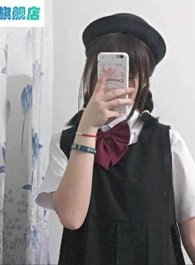 校供感大头围日系jk制服帽女百搭宝宝儿童学生学院风毛呢圆顶礼帽