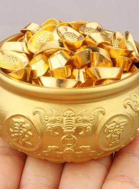 黄铜双鱼聚宝盆金色摆件中式摆设家居客厅电视柜装饰品乔迁送礼品