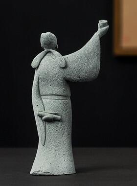 李白饰品人物雕像家居书房盆景微型景观假山鱼缸景观办公室办公桌