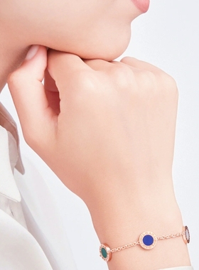 【公价3.75万】99新宝格丽玫瑰金四花彩色圆饼手链BR857842正品