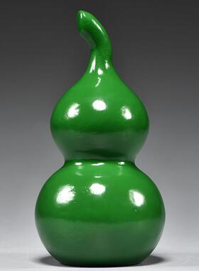 绿色木质雕刻葫芦摆件木葫芦家居客厅店铺装饰工艺品新居乔迁送礼