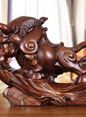 装饰品工艺FLU品电街视柜摆老板办桌华尔招财桌面牛件办公公室摆