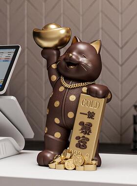 招财猫开业摆件创意存钱罐只存不取收银台公司前台办公桌装饰礼品