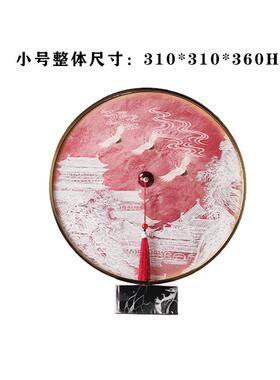 宋氏美学新1217中式金亚属克力色圆形屏风装饰件客红厅玄关书房摆