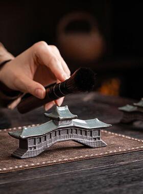 中式古建国风摆件跨虹廊桥3d模型微景观假山盆景鱼缸装饰摆件