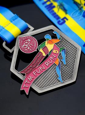 马拉松骑行奖牌定制运动会跑步比赛奖章铁人三项金属烤漆奖牌定做