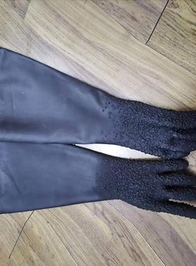 生产黑色劳保喷砂手套喷砂带颗粒加厚加长橡胶手套防滑隔热手套