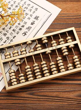 仿古铜大算盘仿古如意算盘实心如意民俗笔筒家居办公室摆件铜算盘