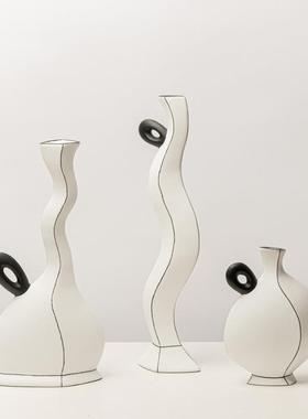 现代简黑色树脂线花31251551器几何摆条件约客厅板房售楼样处酒店