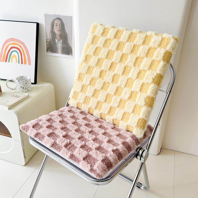 New anti-slip plush cushion beauty gingham Thai rabbit velvet cushion tatami bay window cushion chair cushion