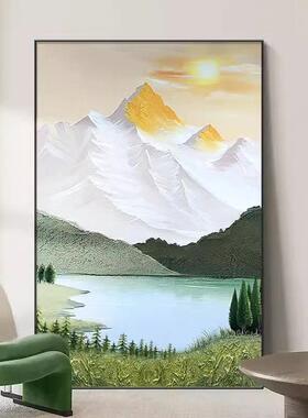 现代风格客厅背景墙挂画日照金山山水风景装饰画可定制油画布装饰