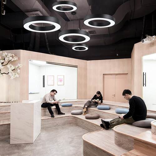 圆环吊灯LED圆形灯办公室健身房商场超市店铺圆圈工业风环形灯具 - 图2