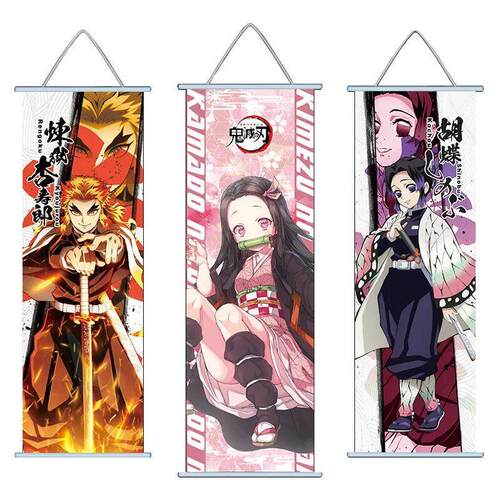 Demon Slayer Kanroji Mitsuri Kochou Shinobu Scroll Wall Han - 图1