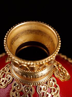 红皮底座 手摇转轮六字金色大小号可选