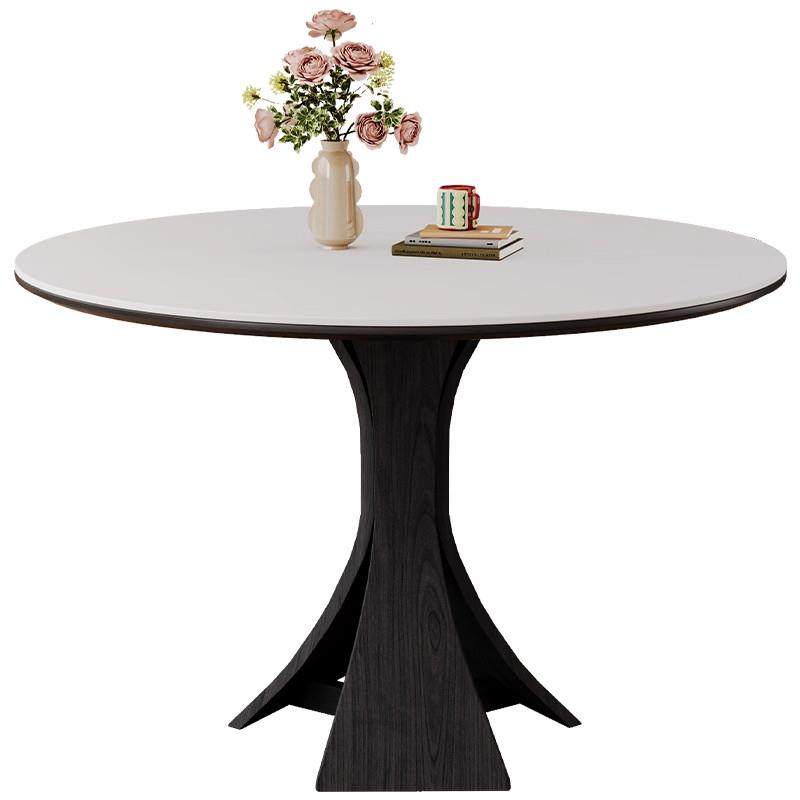 中古风岩板圆桌德利丰现代简约家用北欧复古黑色实木餐桌椅组合,淘宝优惠券,粉丝福利购,淘宝优惠卷