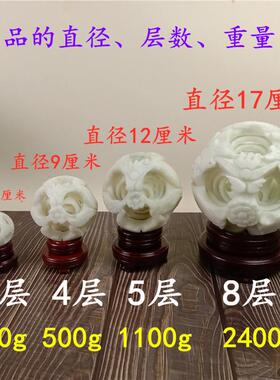 天然玉石白玉套球转心球同心鬼工球镂空浮雕透雕圆雕龙凤纹大摆件