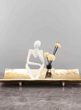 新中式创意竹节树脂果盘盘摆0496托件客厅玄关茶几电视家柜居软饰