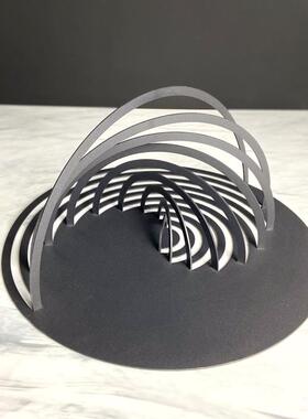 简约现代黑色几何金属空间线条艺术摆件 样板房玄关客厅室内装饰