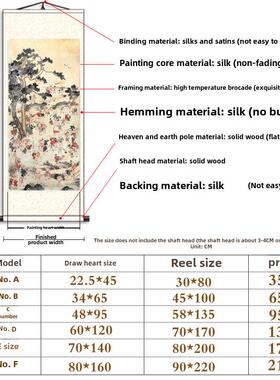 客厅竖版百子图挂画玄关好运纳福百子迎福装饰画办公室卷轴壁画