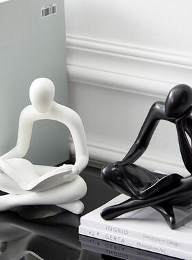 房创意小众感象抽艺摆件客厅书架电F966SM5H视柜装饰品术坐姿轻奢