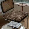Seat Cushion Winter Rabbit Plush Dining Chair Cushion Thickened Memory Cotton Square Bay Window Futon Anti-Slip Fart Cushion Warm Sedentary Seat Cushion