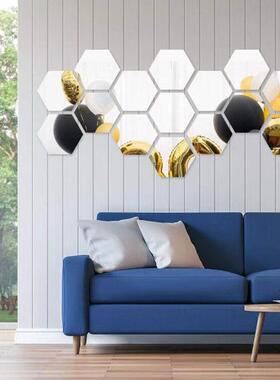 12Pcs 3D Mirror Wall Sticker Home Decor Hexagon Decorations