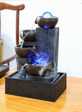 风车流水摆件循环水客厅小型喷泉风水球办公室八方来财开业风水轮